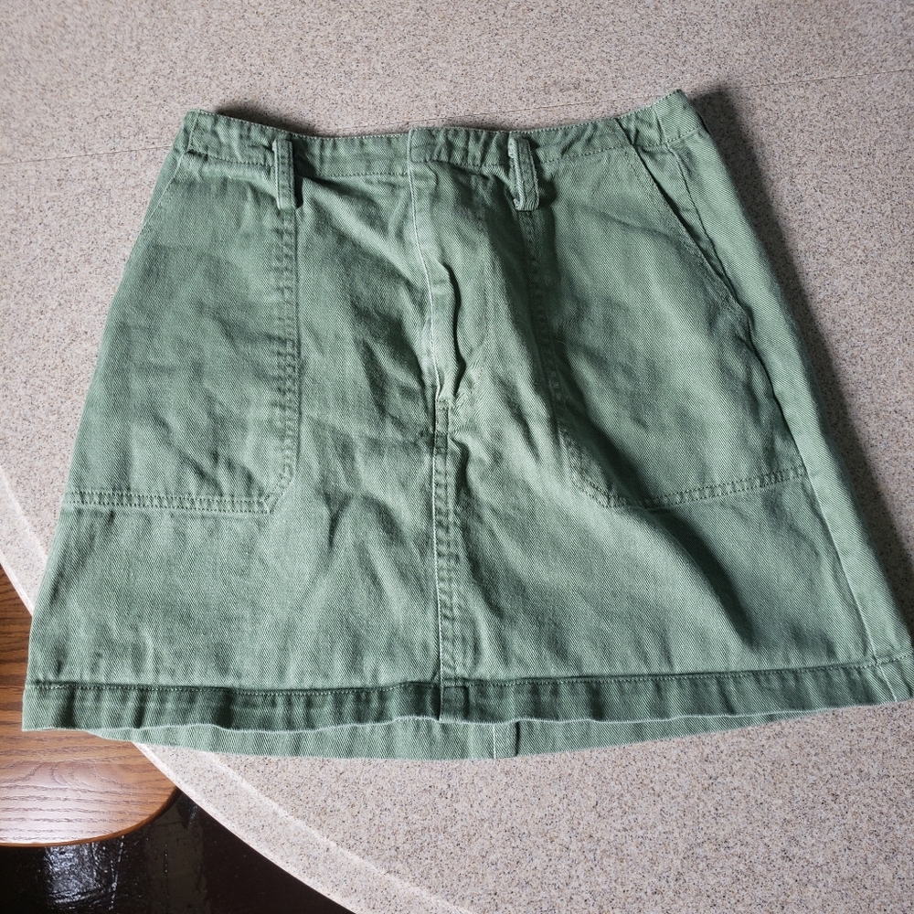 Green denim skirt